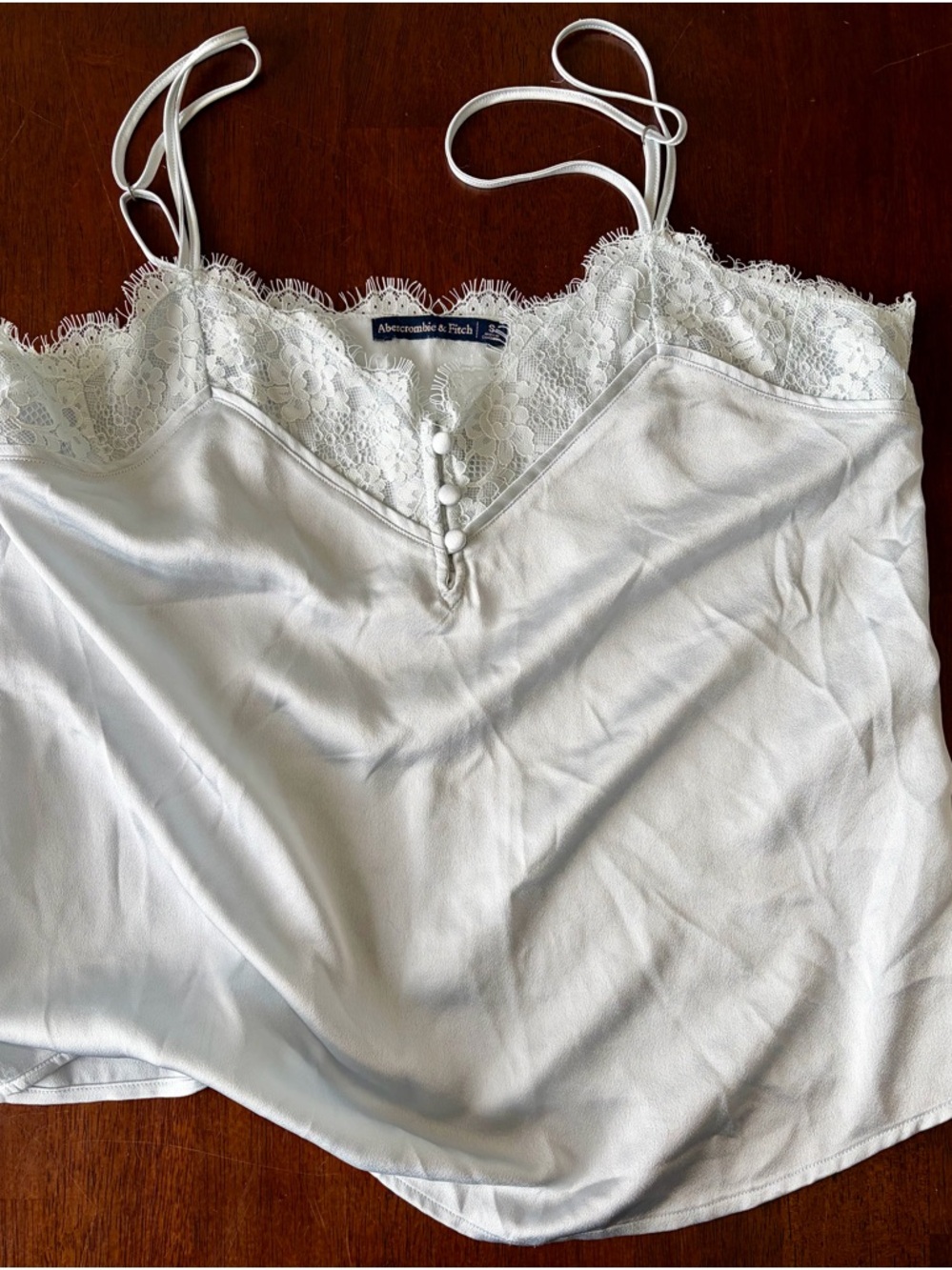 Abercrombie & Fitch Light Blue Satin Lace-Trim Camisole